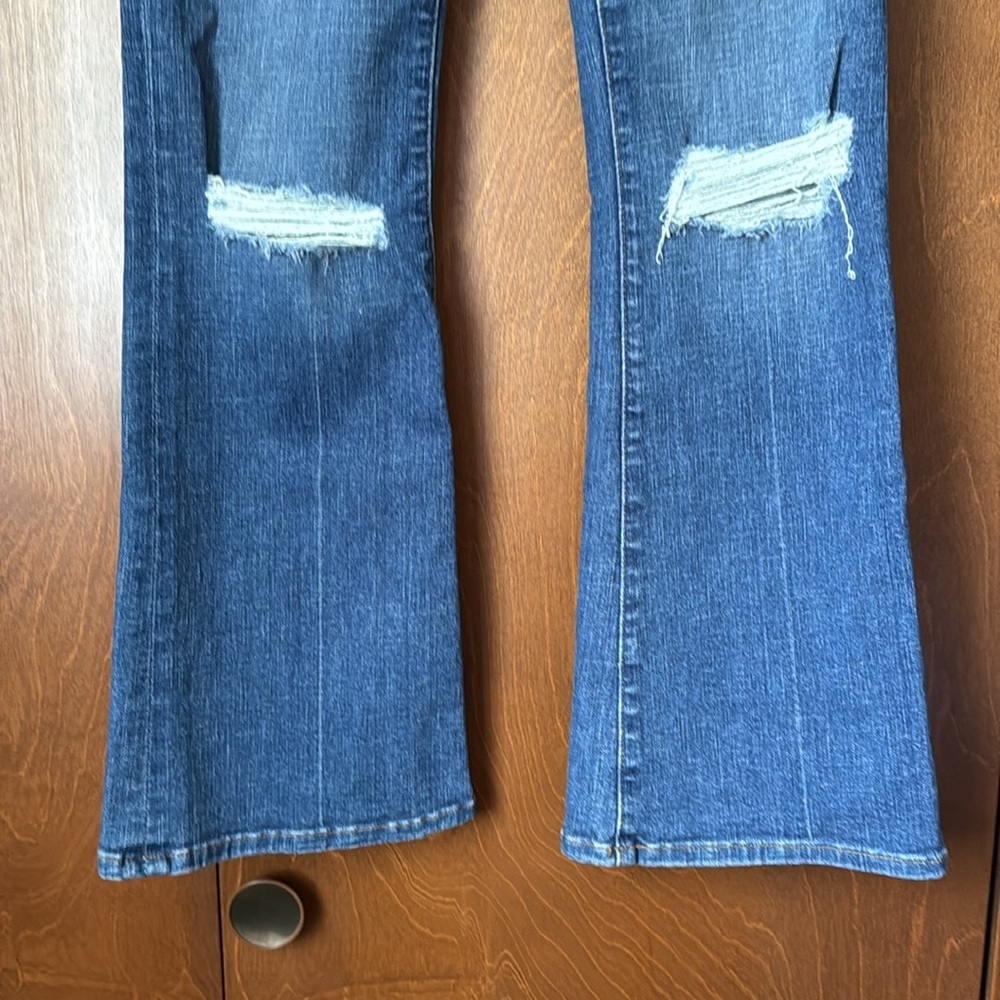 Frame Denim Le Crop Mini Boot Blue Distressed Jeans EUC  Sz 24 - Picture 2 of 7